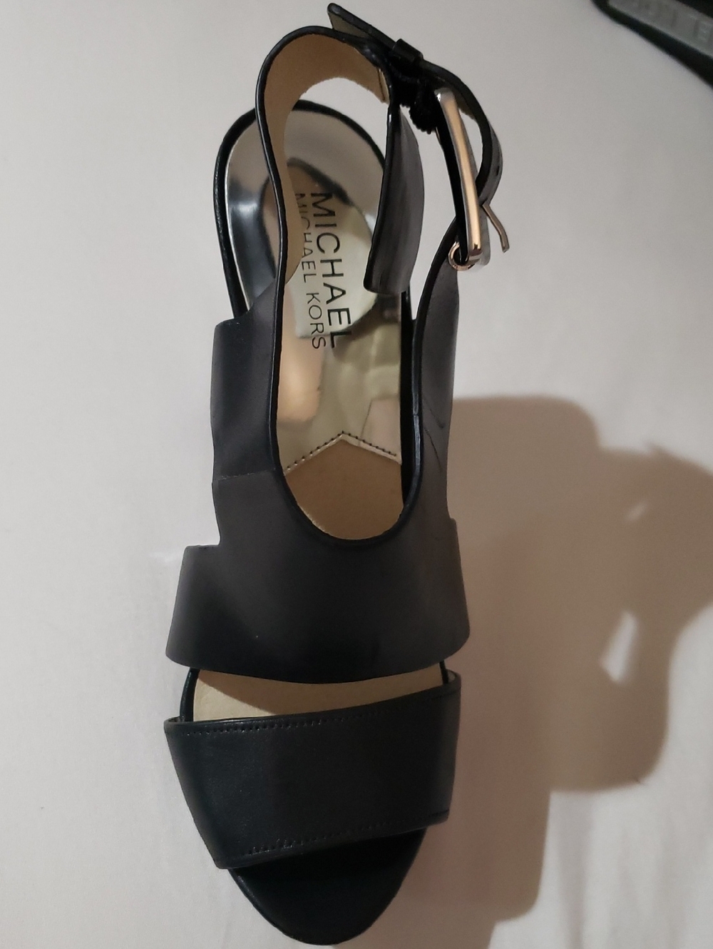 Michael Kors Black Leather Open-Toe Slingback Heel